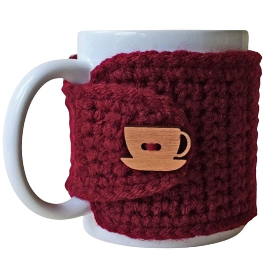 Burgundy Sleeve with Cup and Saucer Button