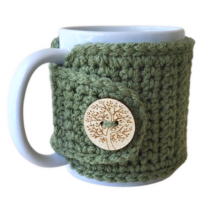 Fall Autumn Mug Cozy, Sage Sweater Weather Cup Cover, Tree of Life