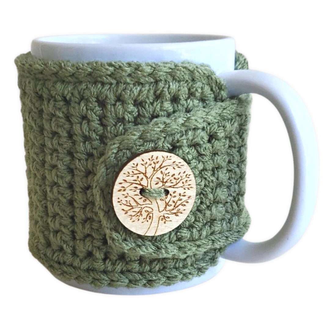 Fall Autumn Mug Cozy, Sage Sweater Weather Cup Cover, Tree of Life