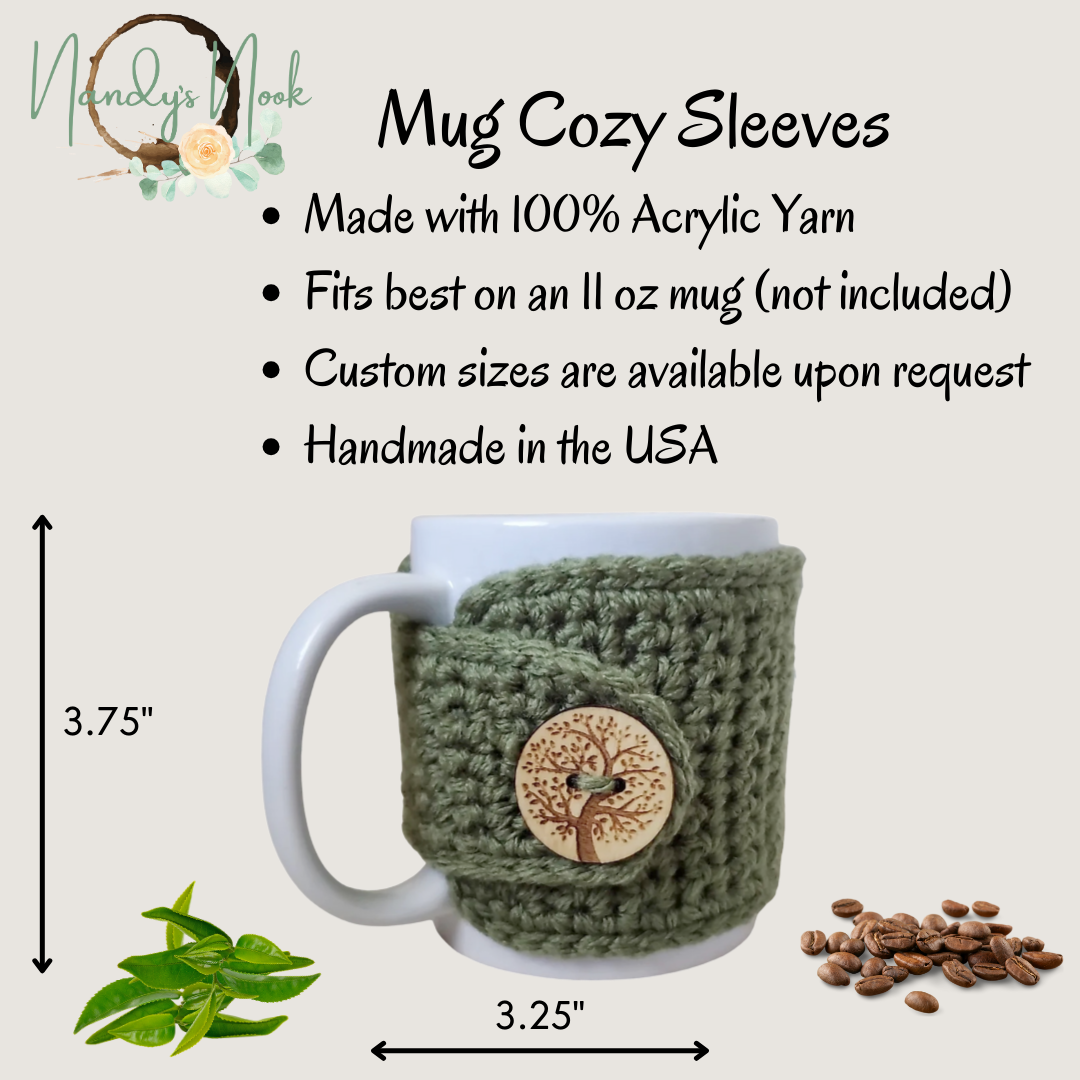 Sage Tree of Life Cup Cover - Reusable Cozy for Mugs