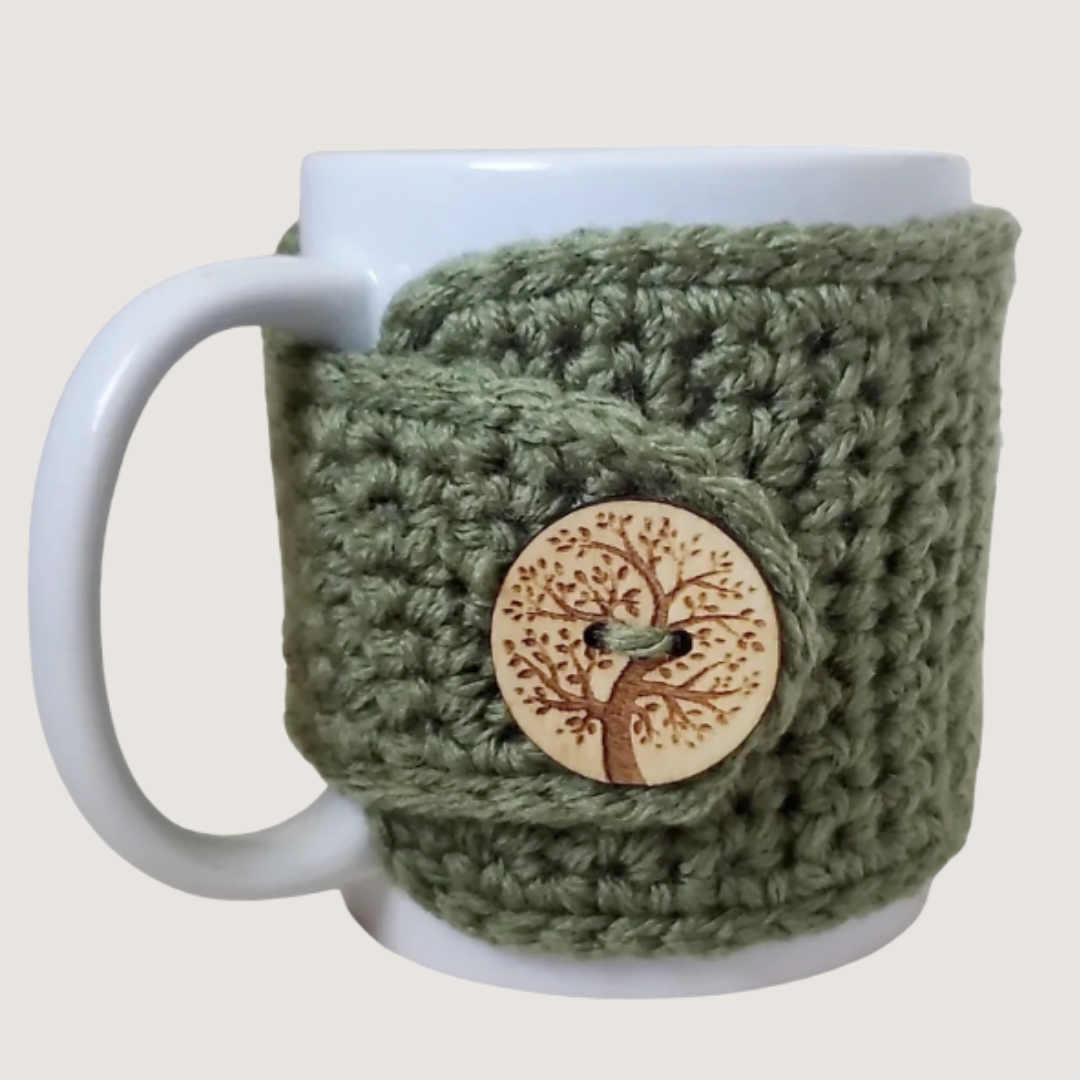 Sage Tree of Life Cup Cover - Reusable Cozy for Mugs