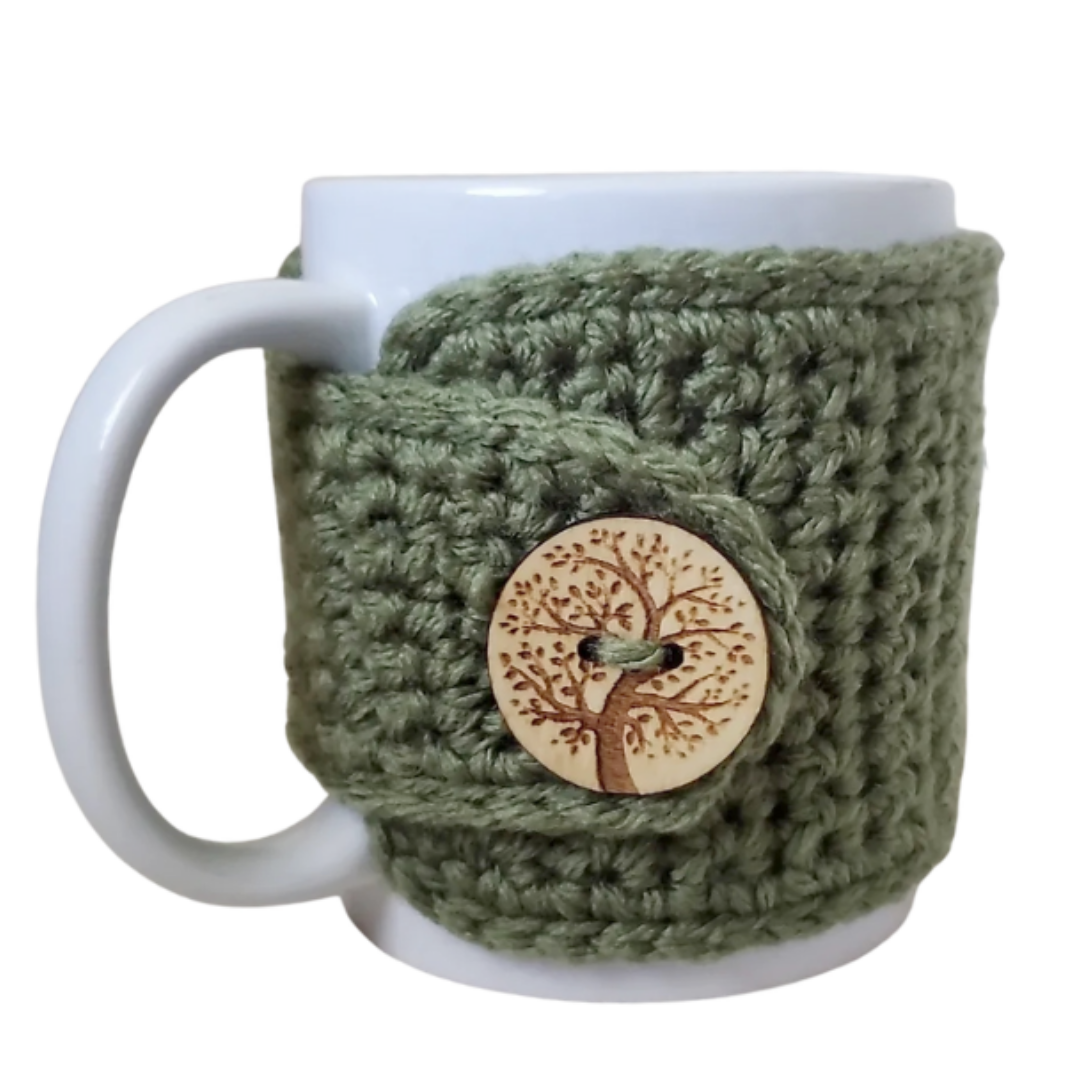 Sage Tree of Life Cup Cover - Reusable Cozy for Mugs