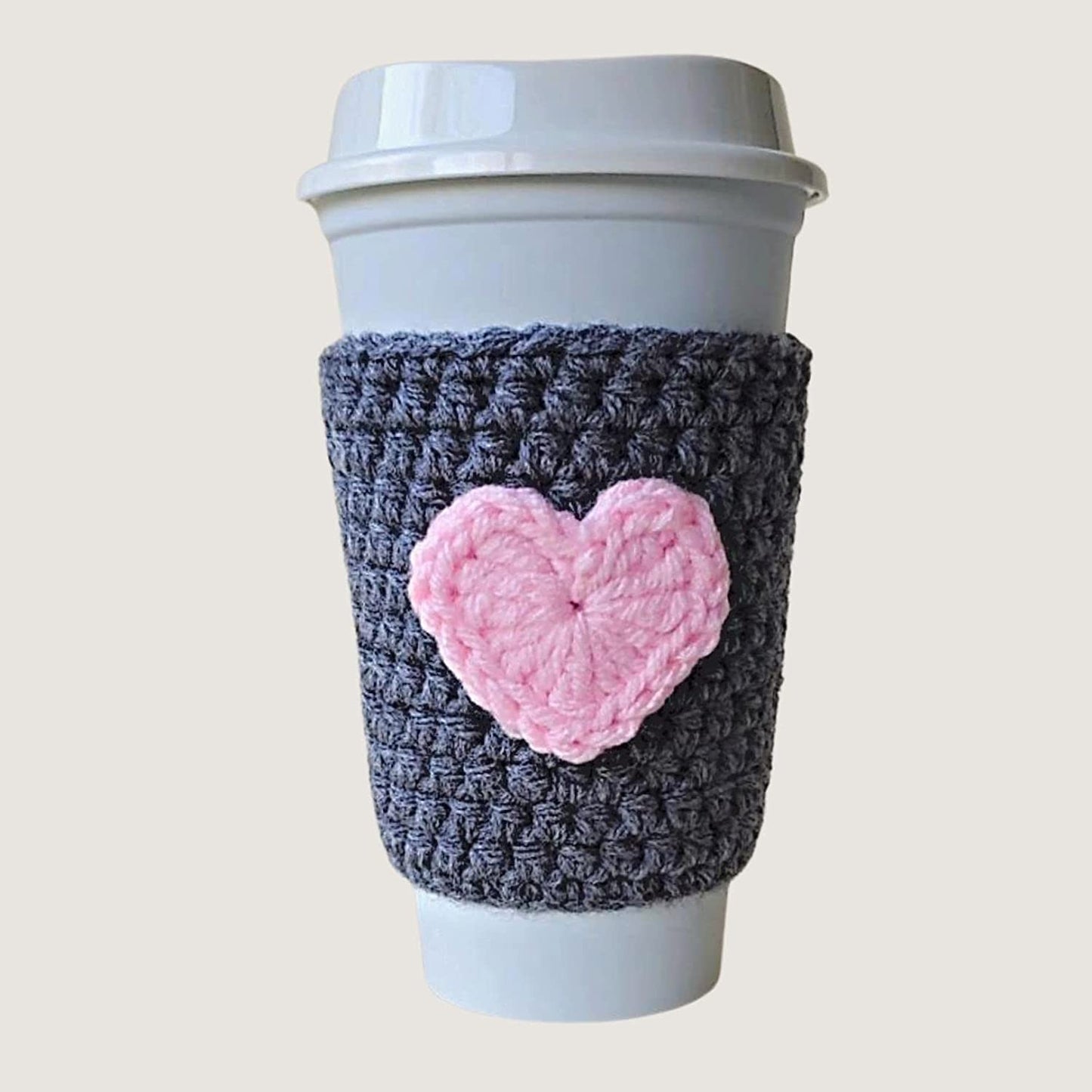 Reusuable Coffee Cozy Sleeve In Grey and Pink