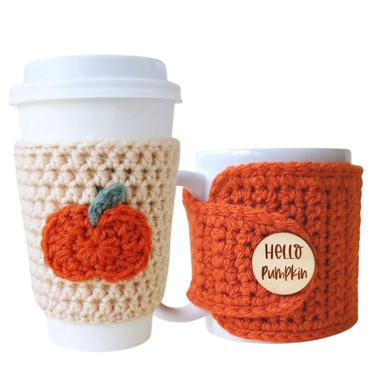 Fall Mug and Cup Covers for Pumpkin Spice Season (2 Pack Cozy Set)