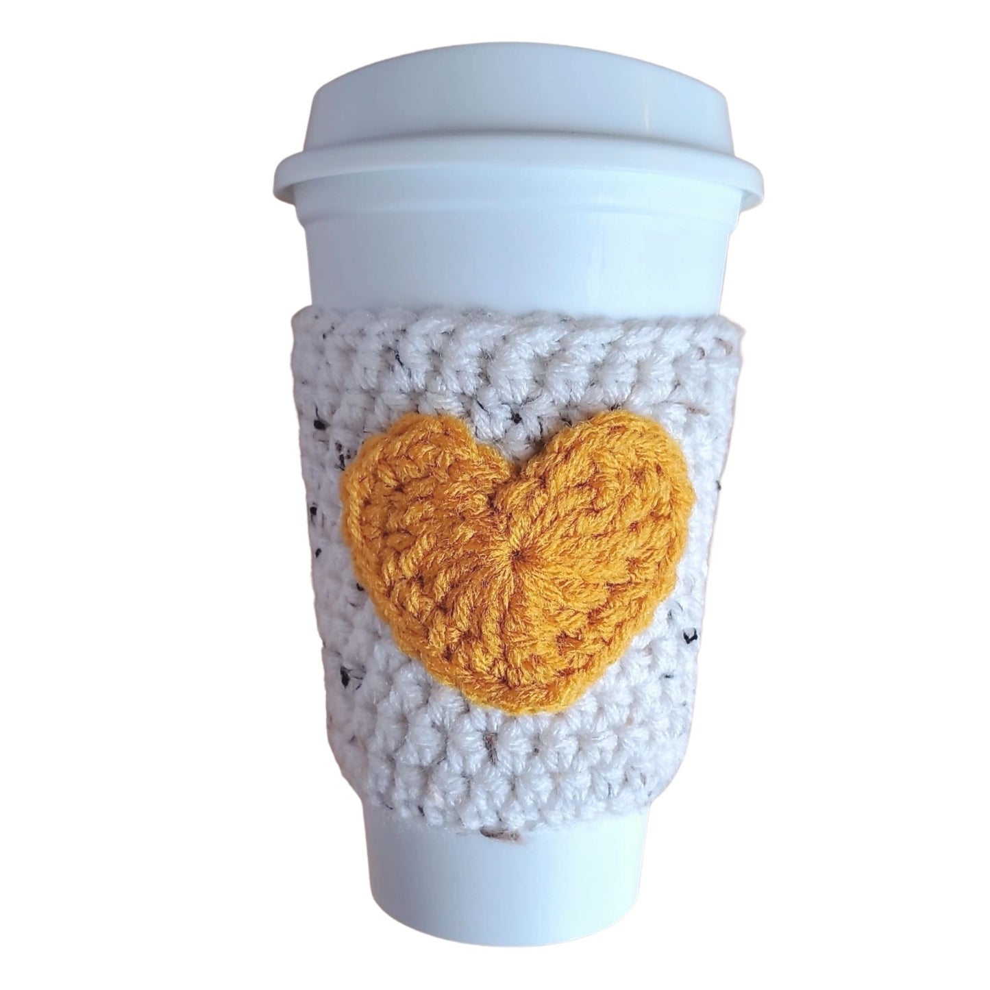 Reusuable Coffee Cozy Sleeve In Oatmeal and Gold