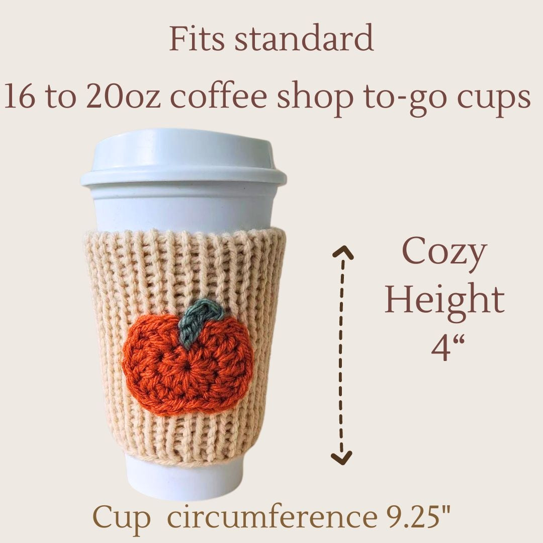 Reusuable Pumpkin Coffee Cozy Sleeve Beige