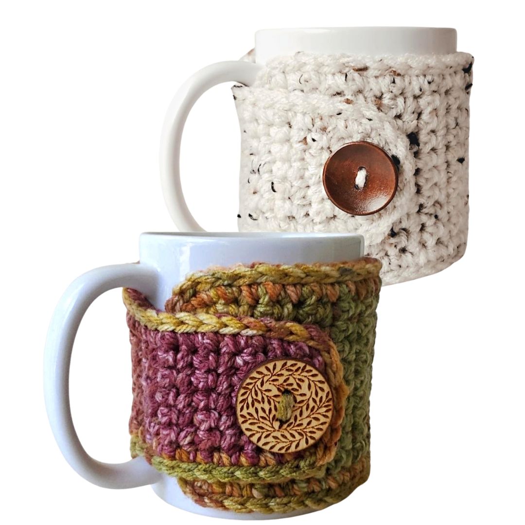 Spiced Cedar and Oatmeal Reusable Mug Cozy Sleeves, 2 Pack