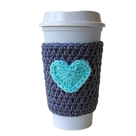 Reusuable Coffee Cozy Sleeve In Grey and Mint