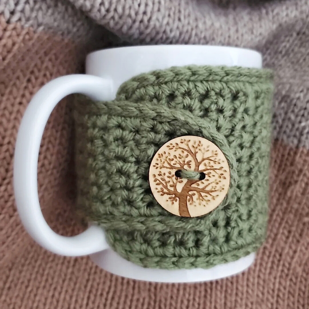 Sage Tree of Life Cup Cover - Reusable Cozy for Mugs