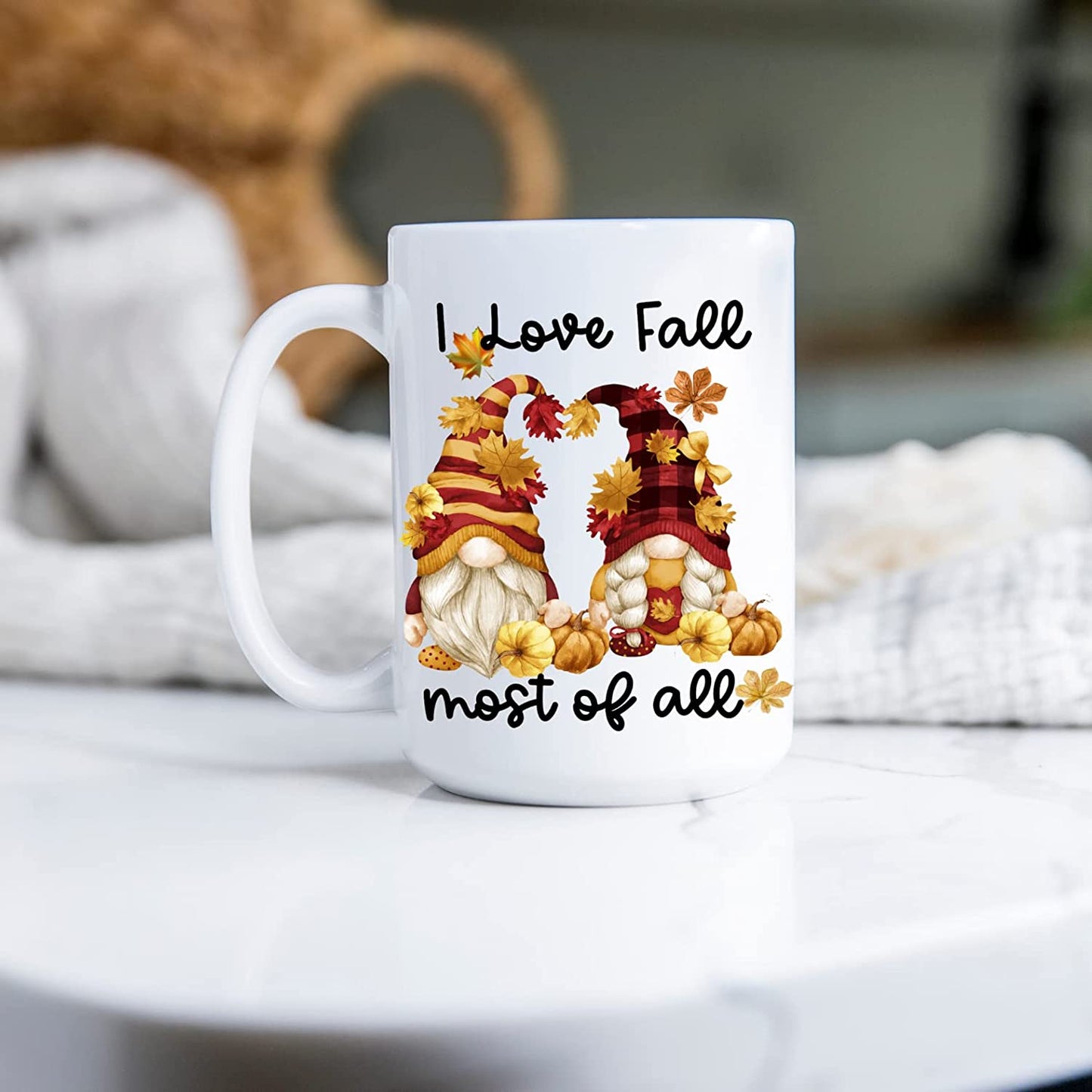 I love Fall Most of All 15 oz Gnome Mug